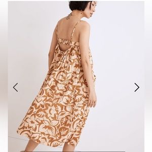 Madewell cami dress linen blend midi dress cutout back